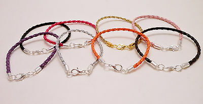 Leather Braided Cord Surfer Bracelet Or Anklet With Lobster Clasp 3mm Unisex-usa