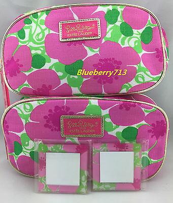2 Bags:  Lilly Pulitzer  Estee Lauder  Floral Cosmetic Makeup Bag With Mirror