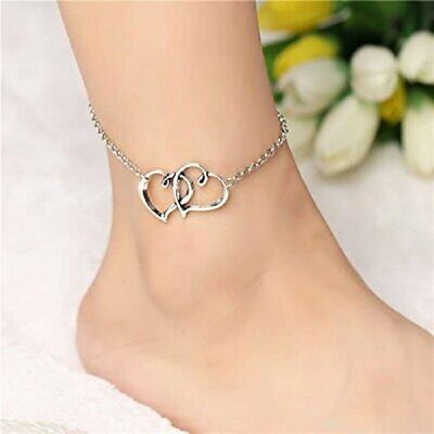 Double Heart Arrow Shape Stainless Steel Anklet Ankle Chain Bracelet Women Foot