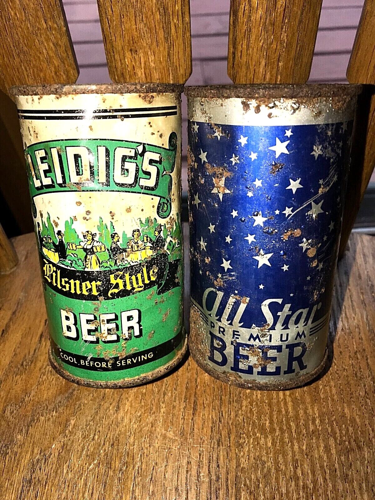 Lot Of Two Empty Early Flat Top Cans  ****all Star/liedigs*******