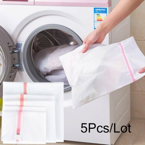 5 Zipped Wash Bag Net Laundry Washing Mesh Lingerie Underwear Bra Clothes Socks