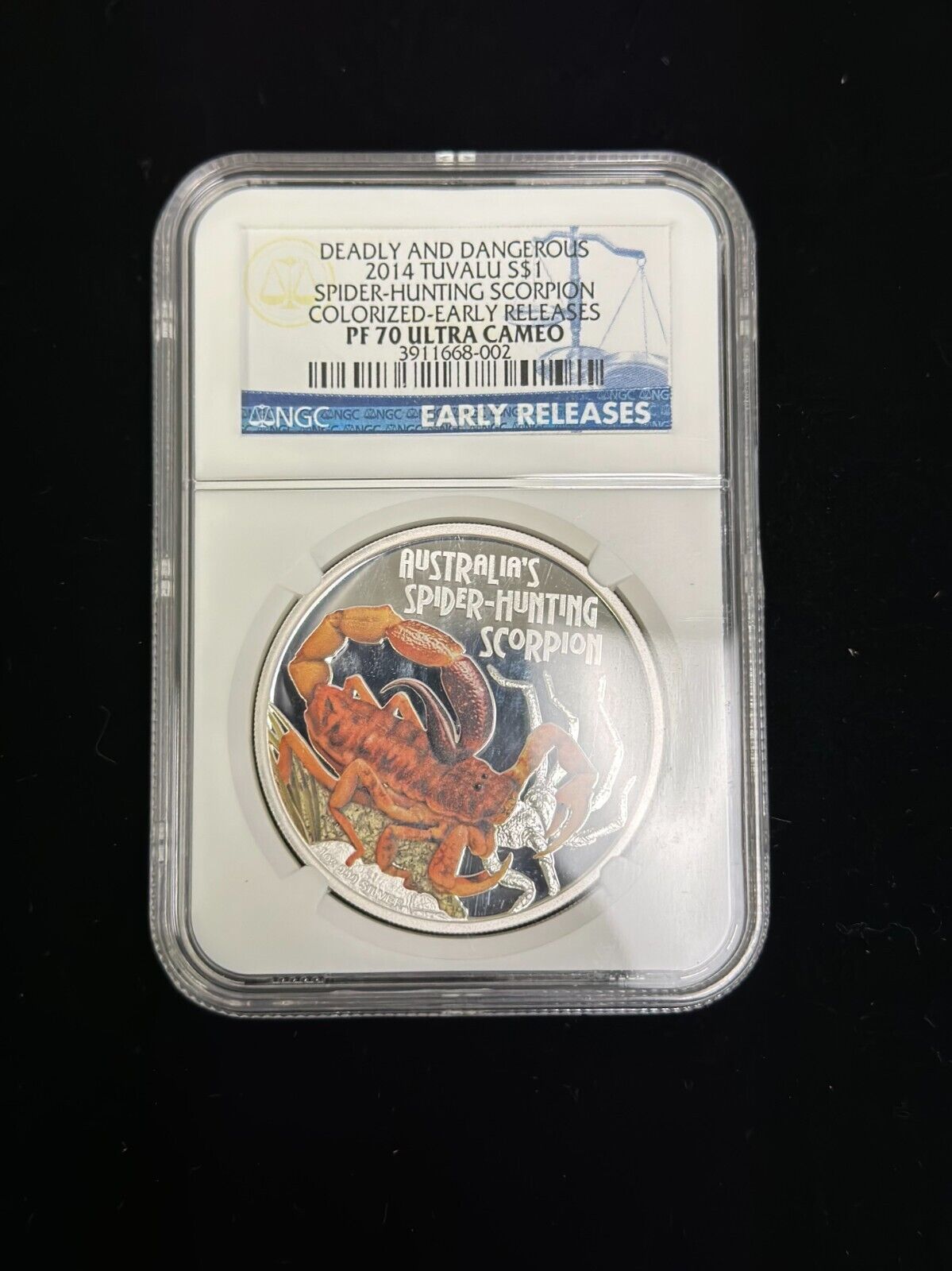 2014 Tuvalu Deadly And Dangerous Spider Hunting Scorpion Colorized Pf70 Er Ngc