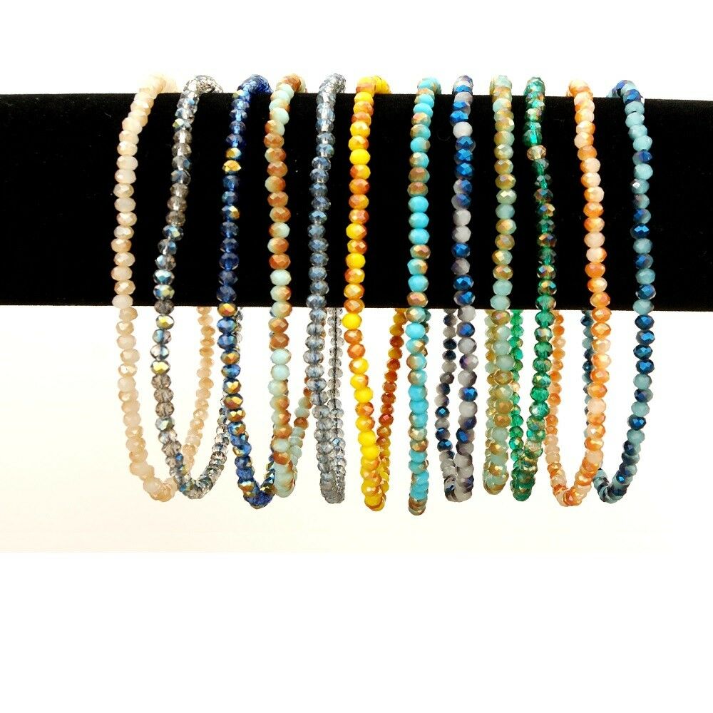 Multi-color Crystal Beads Stretch Ankle Bracelet