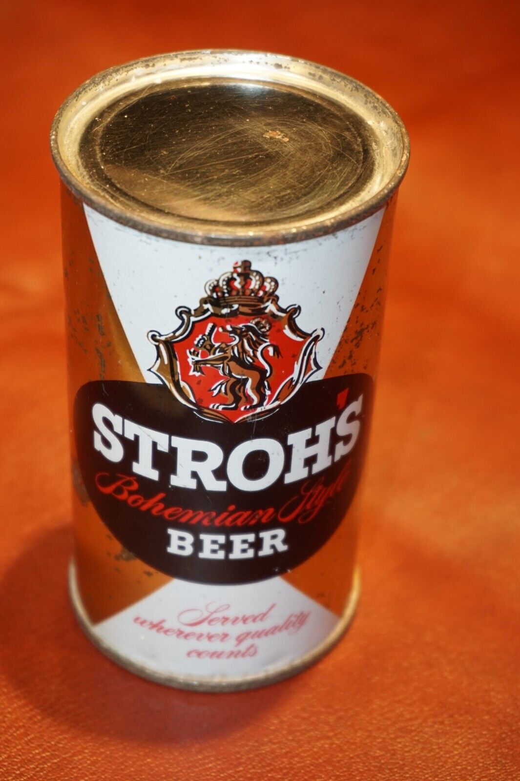 Stroh’s Bohemian Style Beer; 12oz Beer Can Detroit Mi Flat Top