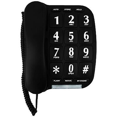 Blue Donuts Bd-014blk-black Big Button Phone For Wall Or Desk With Speaker And M