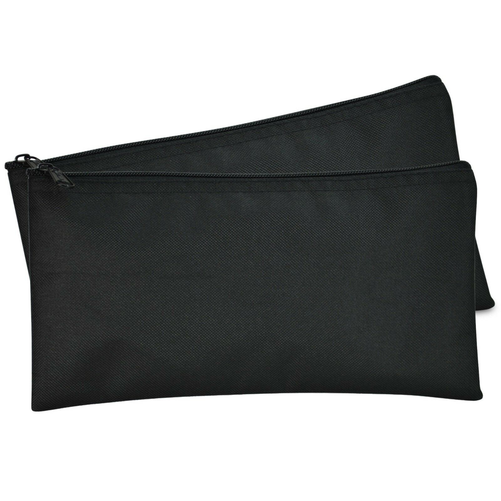 Dalix Zipper Money Bank Bag Pencil Pouch Makeup Travel Accessories Black 2 Pack