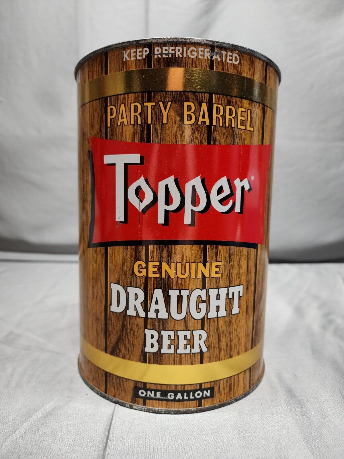 Vintage Topper Genuine Draught Beer Party Barrel Gallon Can