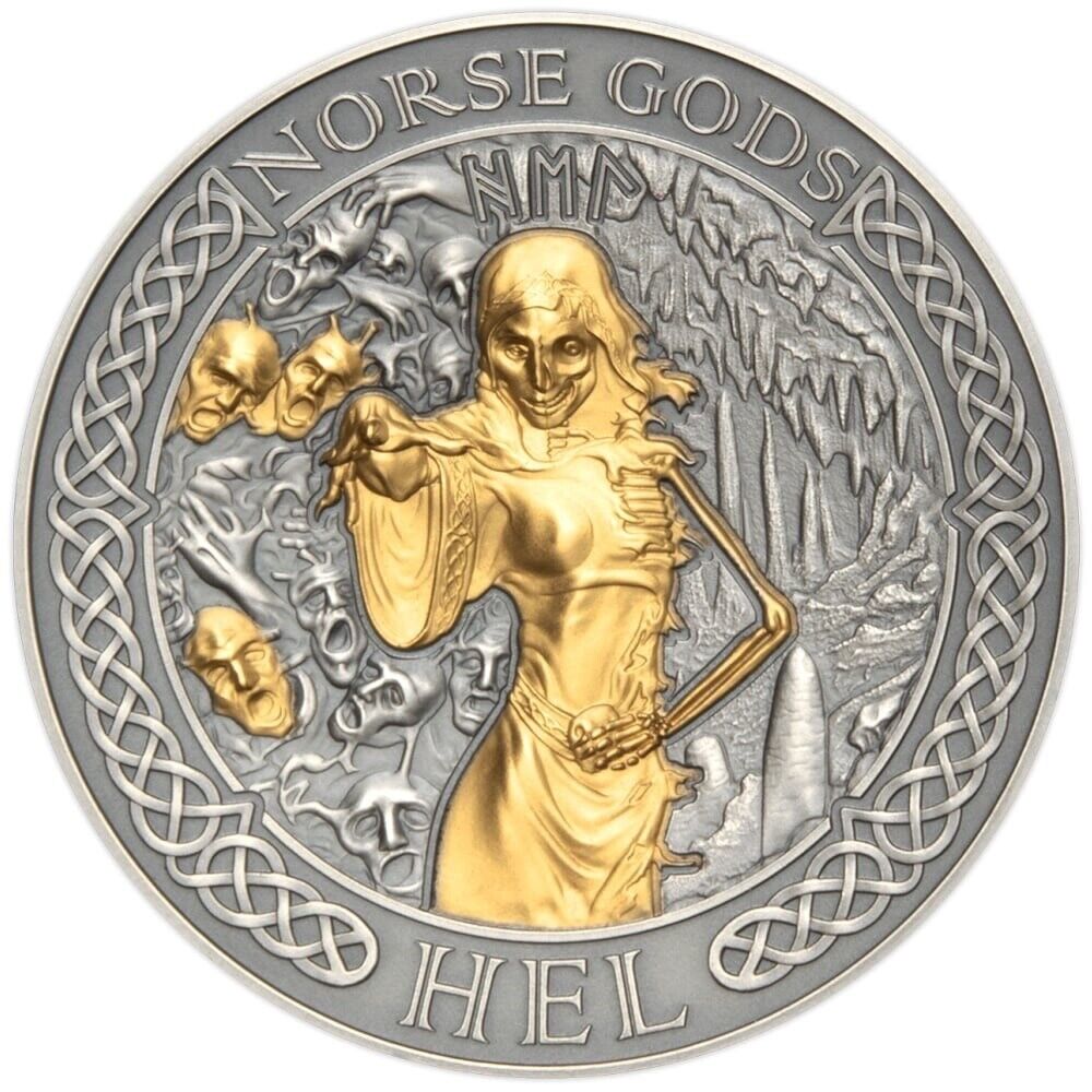 2023 Cook Islands Norse Gods Hel 2oz Silver Antiqued Coin 5th In Set Mintage 500