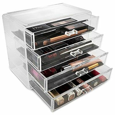 Acrylic Cosmetics Jewelry And Makeup Organizer Storage Case With 4 Large Drawers