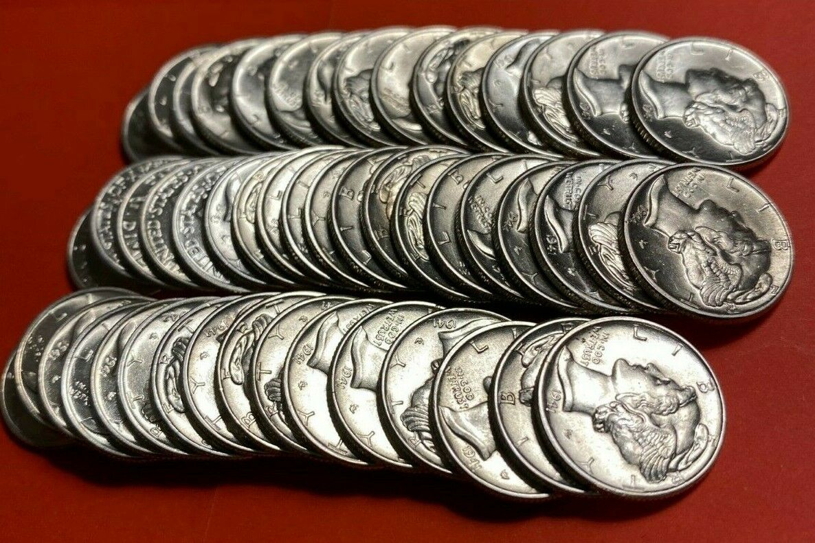 (1) Uncirculated Mercury Dime 90% Silver Brilliant Uncirculated Dimes 1935-1945