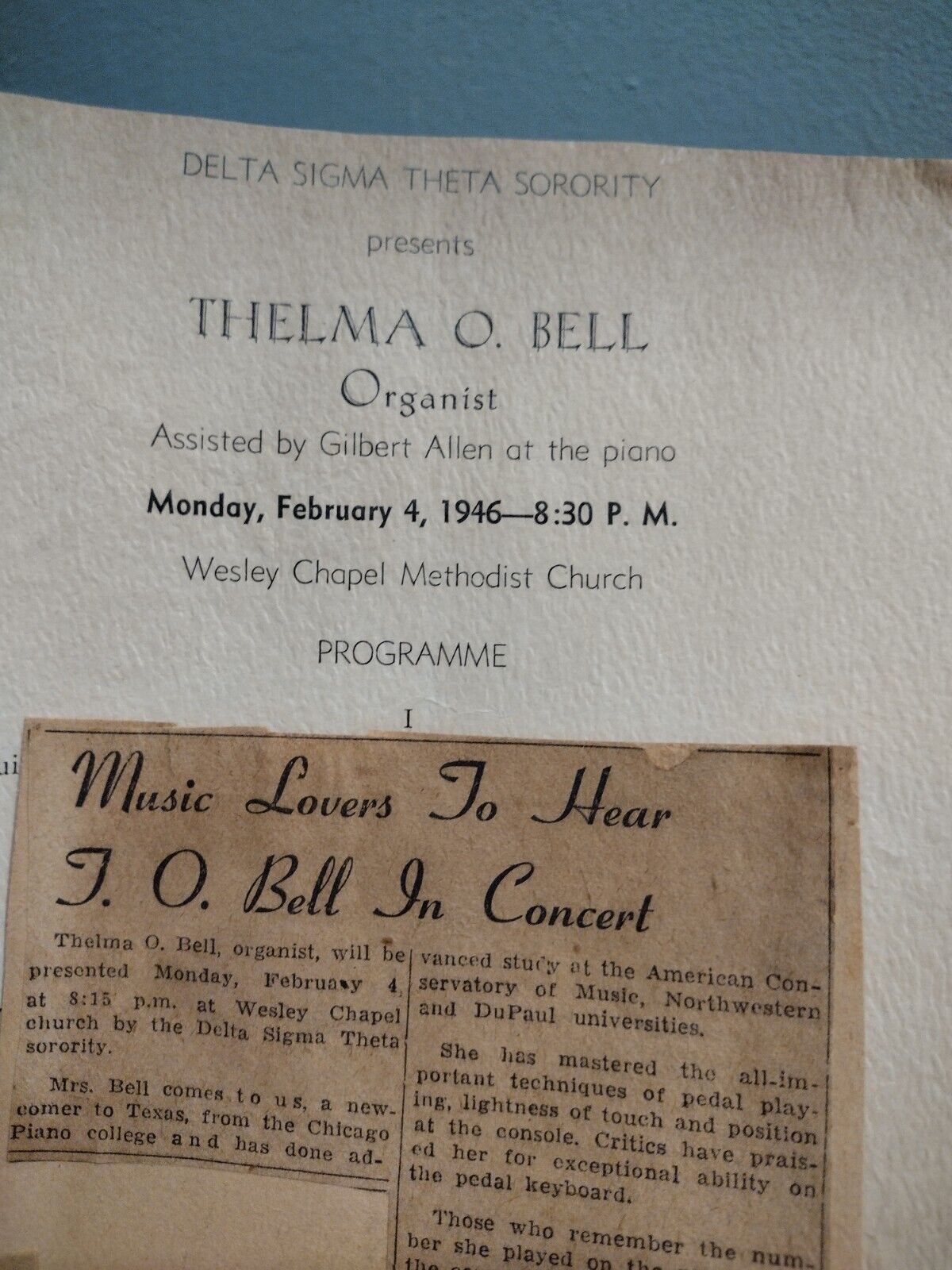1946 *delta Sigma Theta Lot 2 Program An Newspaper Clipping* Galveston Texas