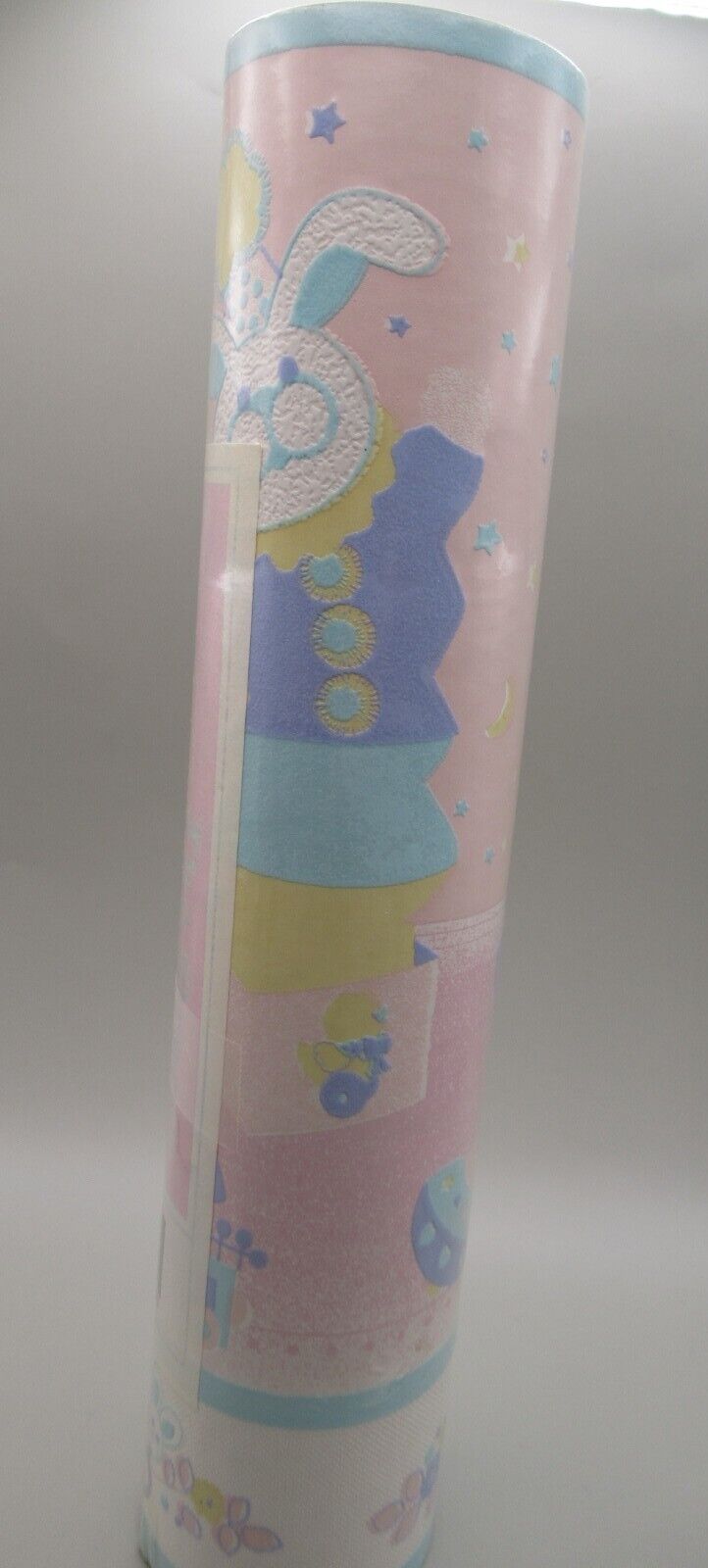 Baby Wallpaper Border Nursery Girl Bedroom Décor 10 In Wide Pink And Blue New