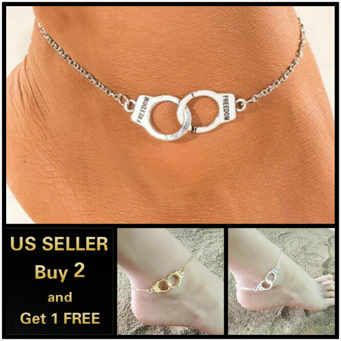 Handcuffs Beach Gold Silver Anklet Ankle Bracelet Foot Chain