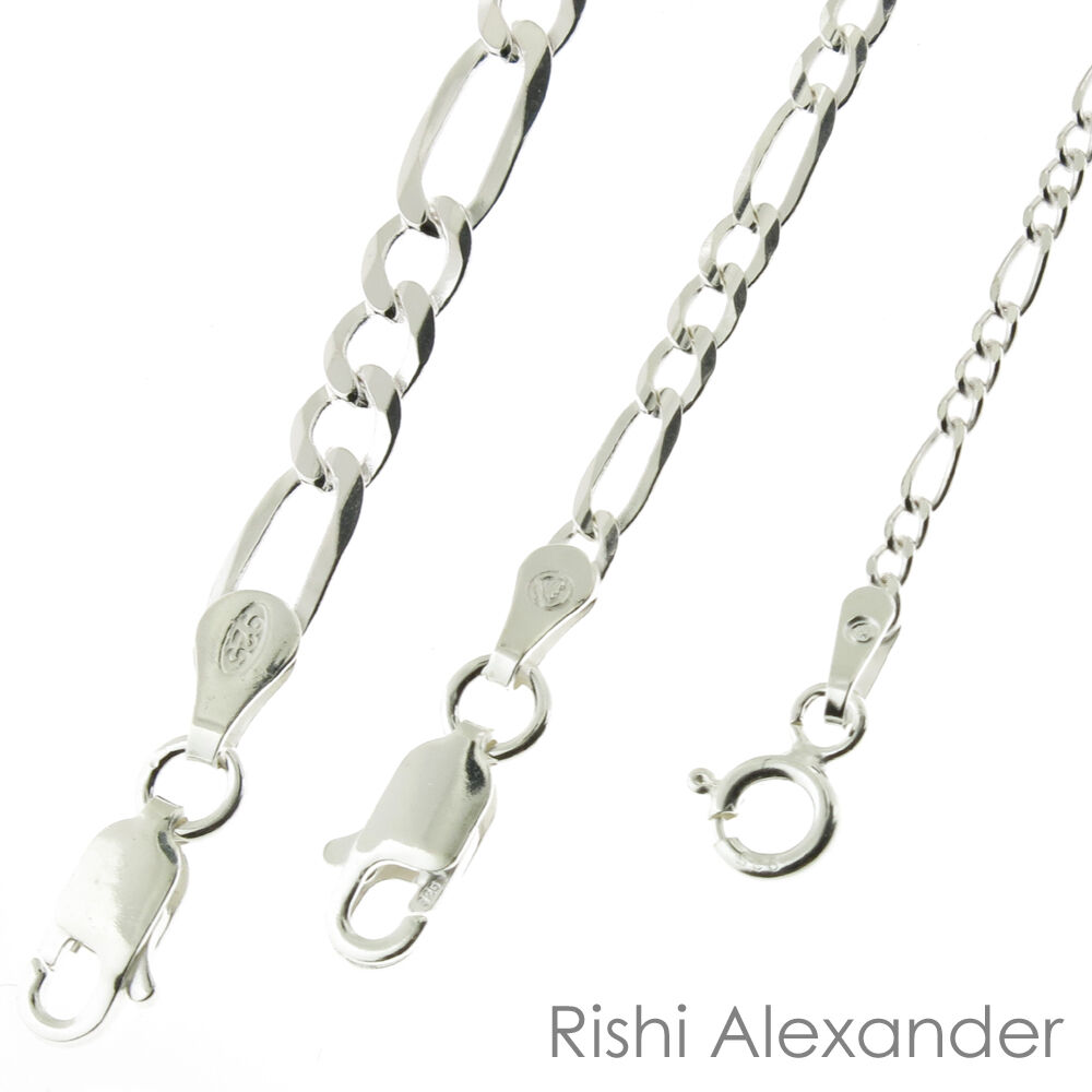 925 Sterling Silver Figaro Link Anklet Stamped .925 Italy All Sizes