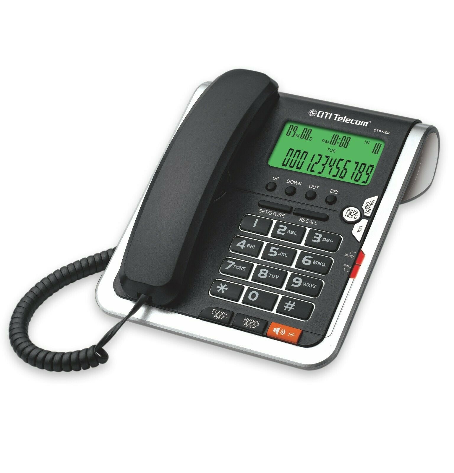 Big Button Caller Id Phone For Wall Or Office Desk With Speakerphone And Memory
