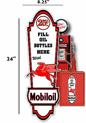 24" X 8" Mobil Peg 25 Cent Mobil Oil Lubster Front Decal Gas Pump Sign Gasoline