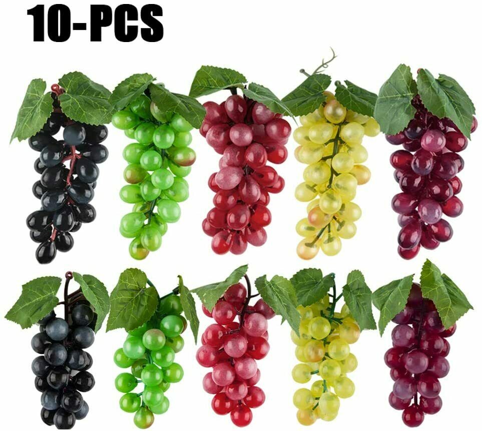 10 Bunches Artificial Grapes Simulation Decorative Lifelike Rubber Fake Clusters