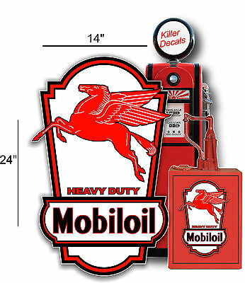 24" X 14" Mobil Mobiloil Lubster Side Decal Oil Can Gas Pump Sign Gasoline