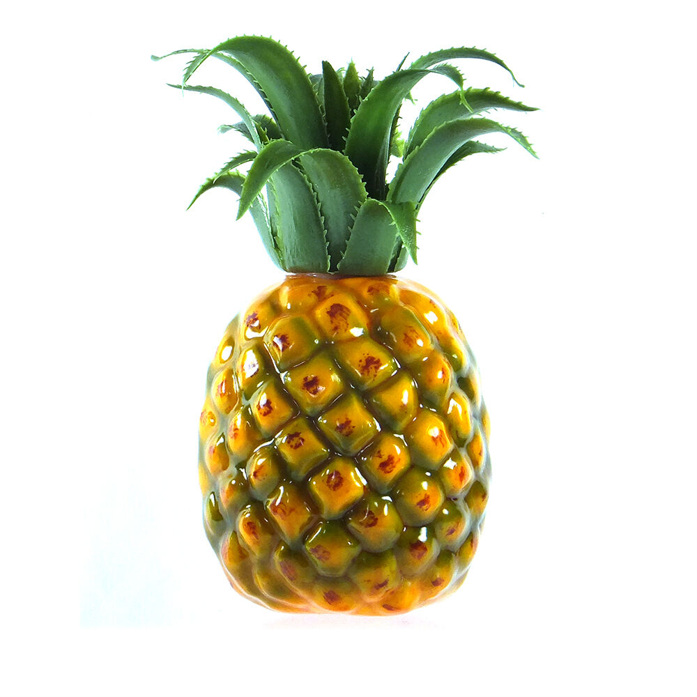 Artificial Medium Pineapple 7-in Plastic Decorative Fruit Yellow Pineapples Fake