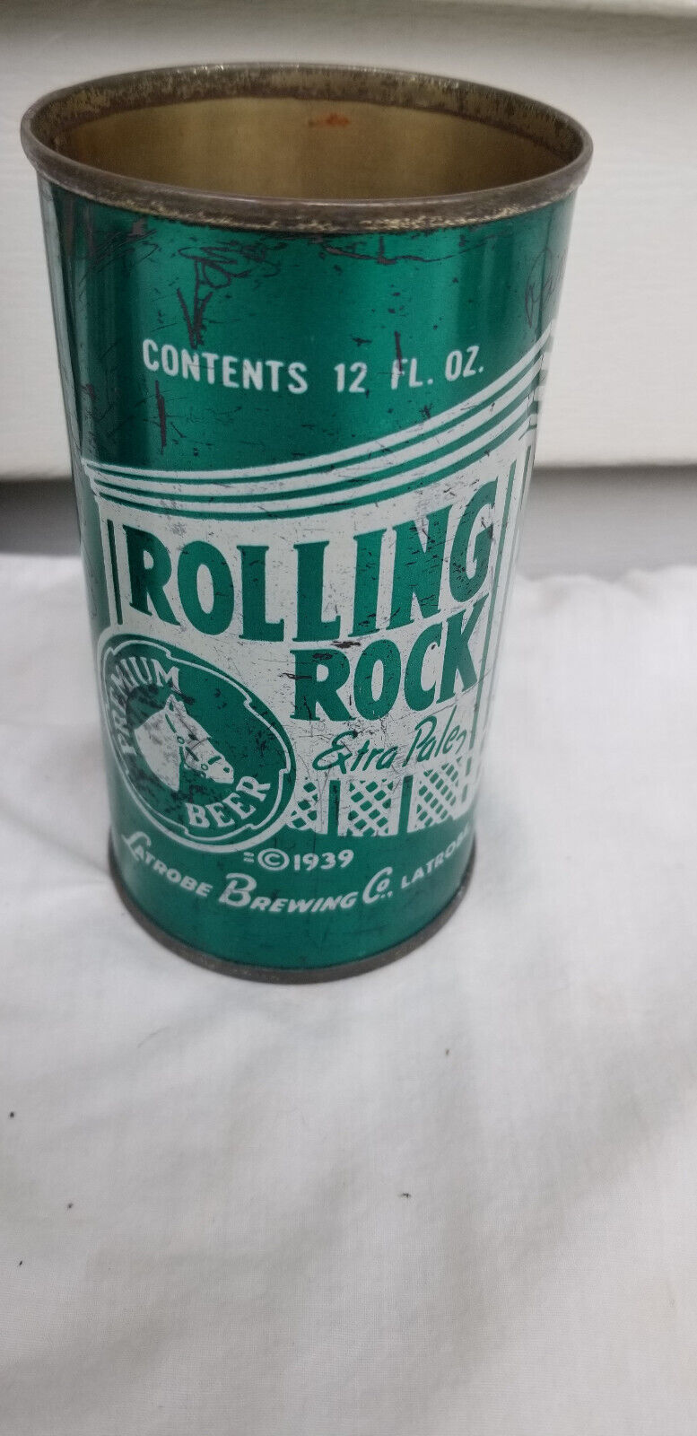 Rolling Rock No Top Flat Top Tops  Beer Can  Empty Up