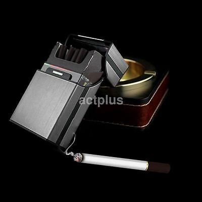 Gray Aluminum Metal Cigar Cigarette Box Holder Pocket Tobacco Storage Case Us