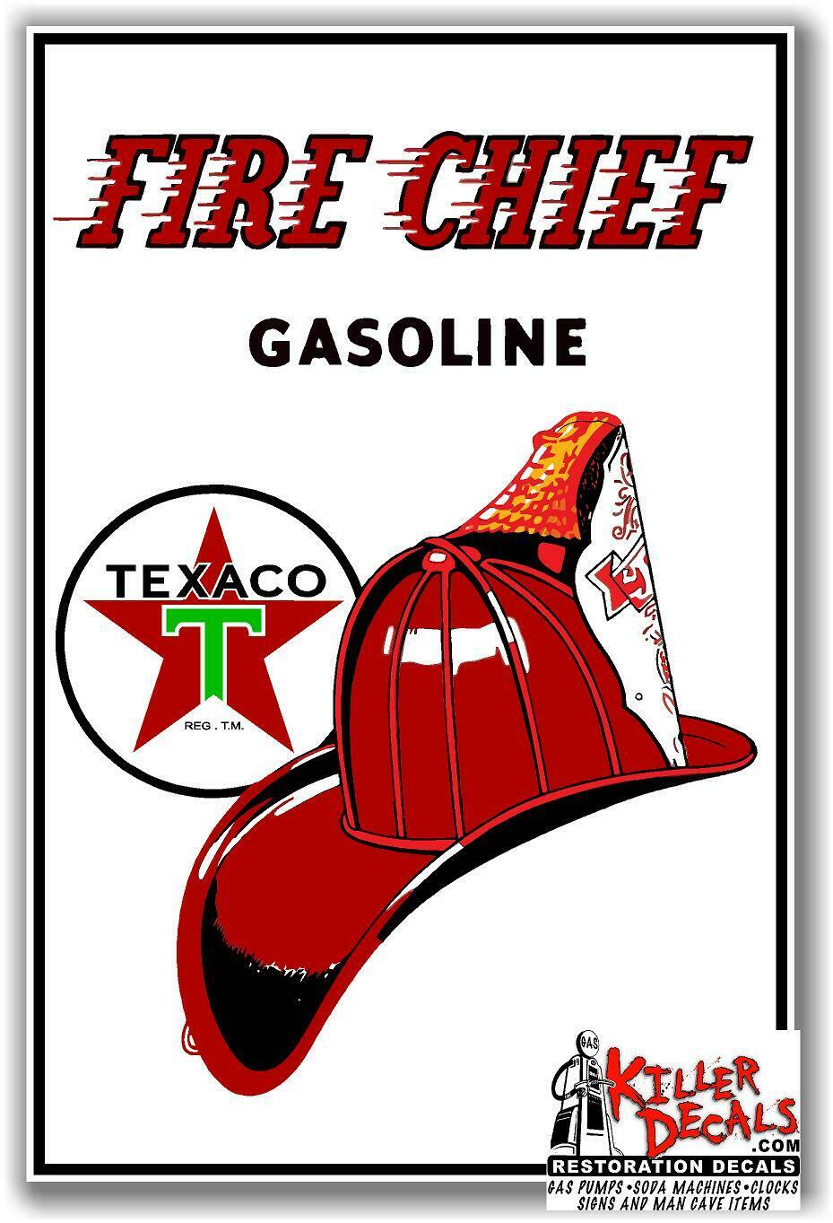 17" X 12" Texaco Fire Chief Gasoline Decal Oil Can / Gas Pump / Lubster (texa-2)