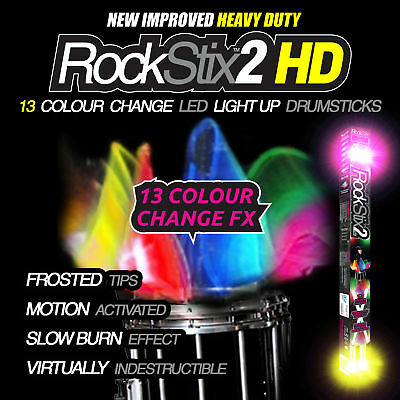 Rockstix 13fx Color Change Motion Activated Led Light Up Drumsticks Drum Sticks