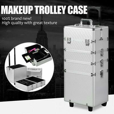 4 In1 Professional Aluminum Rolling Makeup Train Case Wheel Cosmetic Box Drawer