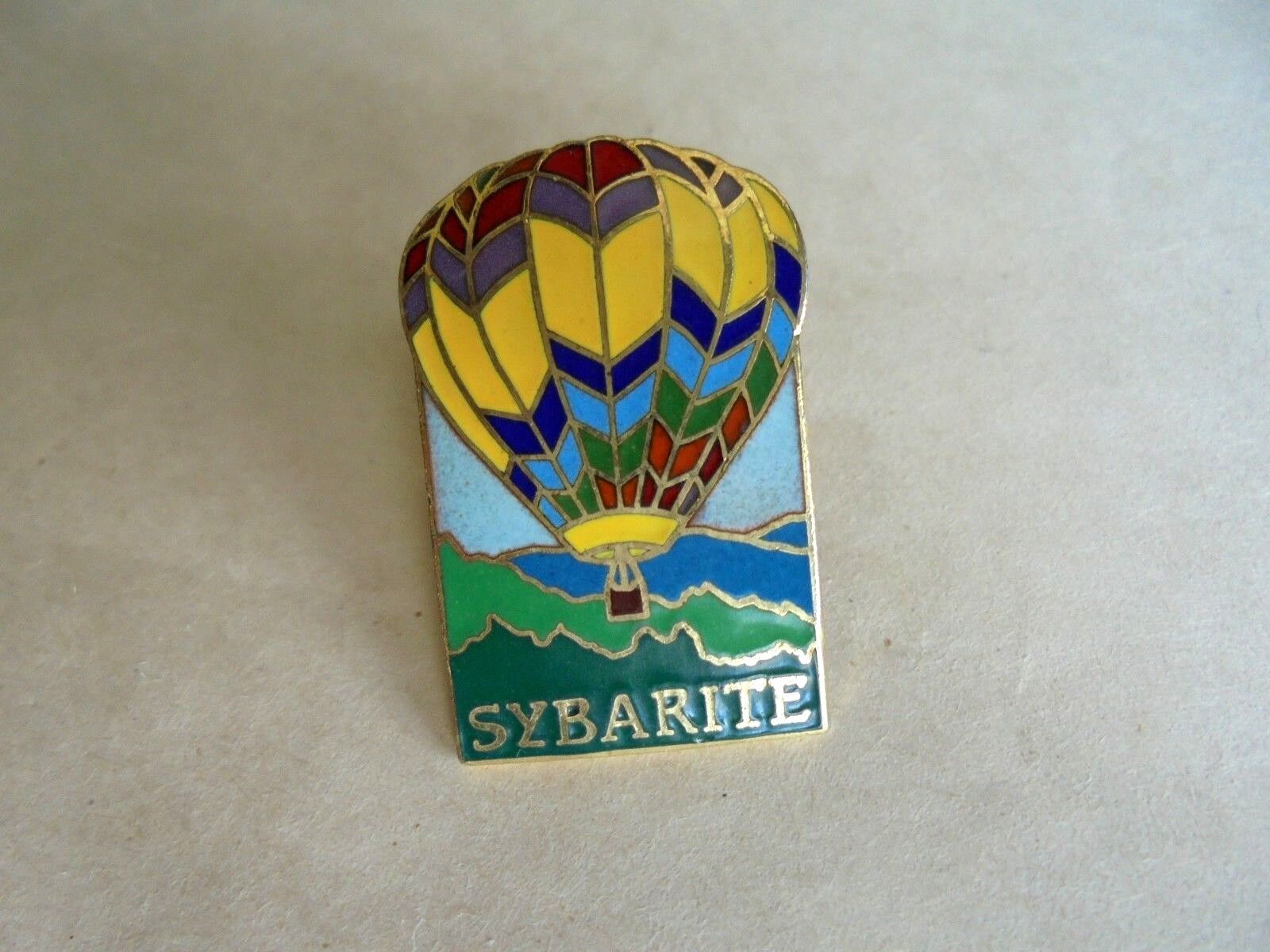 Vintage Sybarite Hot Air Balloon Enamel Souvenir Pin