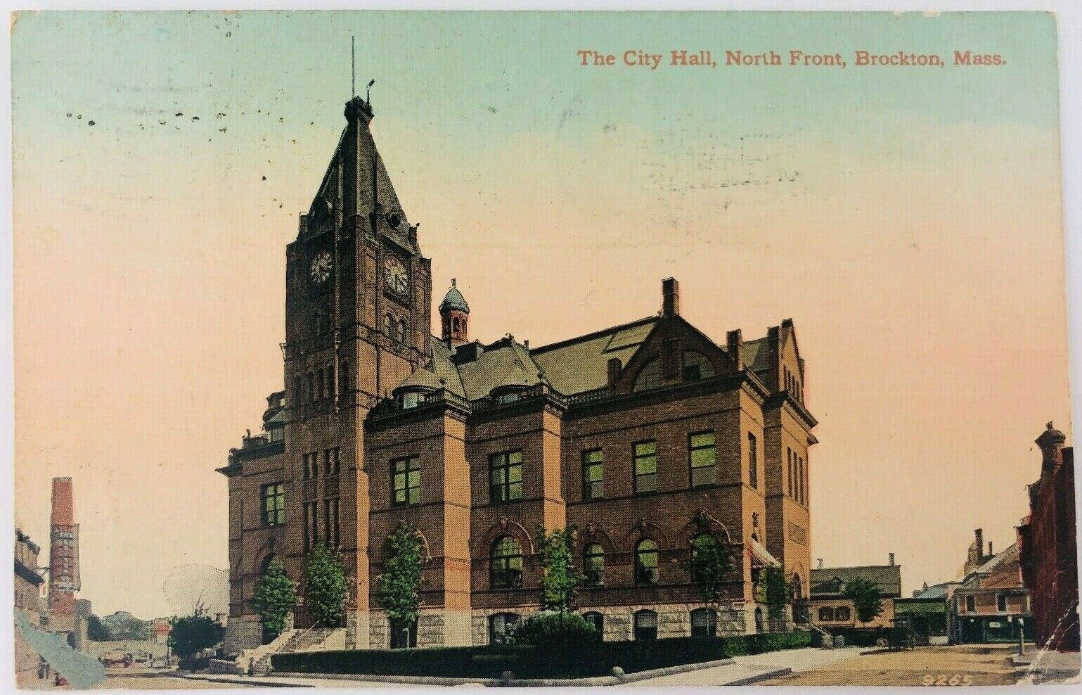 Vintage Brockton Massachusetts Ma The City Hall North Front Postcard 1911